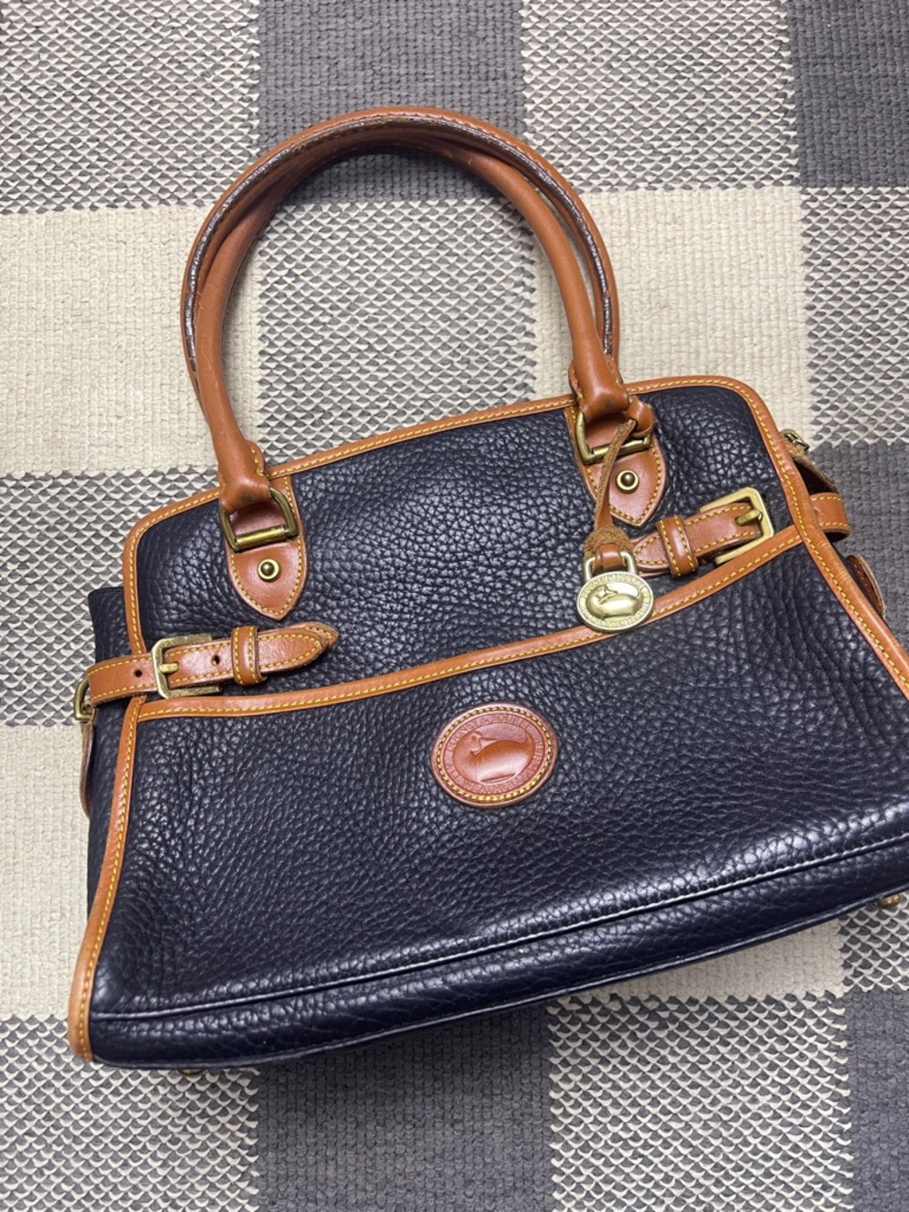 Vintage Dooney & Bourke All Weather Leather Buckle Satchel Black
